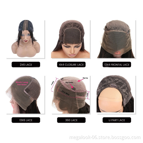 Megalook Discounts Kinky Straight 4x4 Lace Closure Wig, Yaki Raw Brazilian Virgin Hair Mink Cuticle Aligned Human Hair Wig